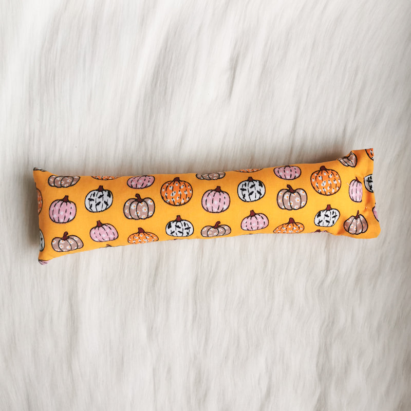 Halloween themed catnip cat toy kickers, 10 inches long in various Halloween fabrics, filled with strong smelling catnip