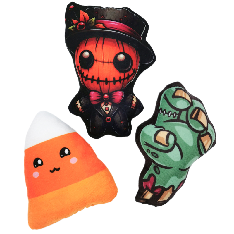 A set of Three Halloween catnip cat toys
