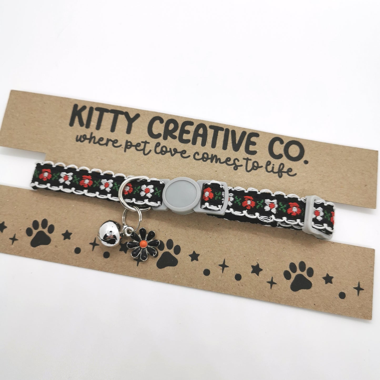 Black Floral Cat Collar