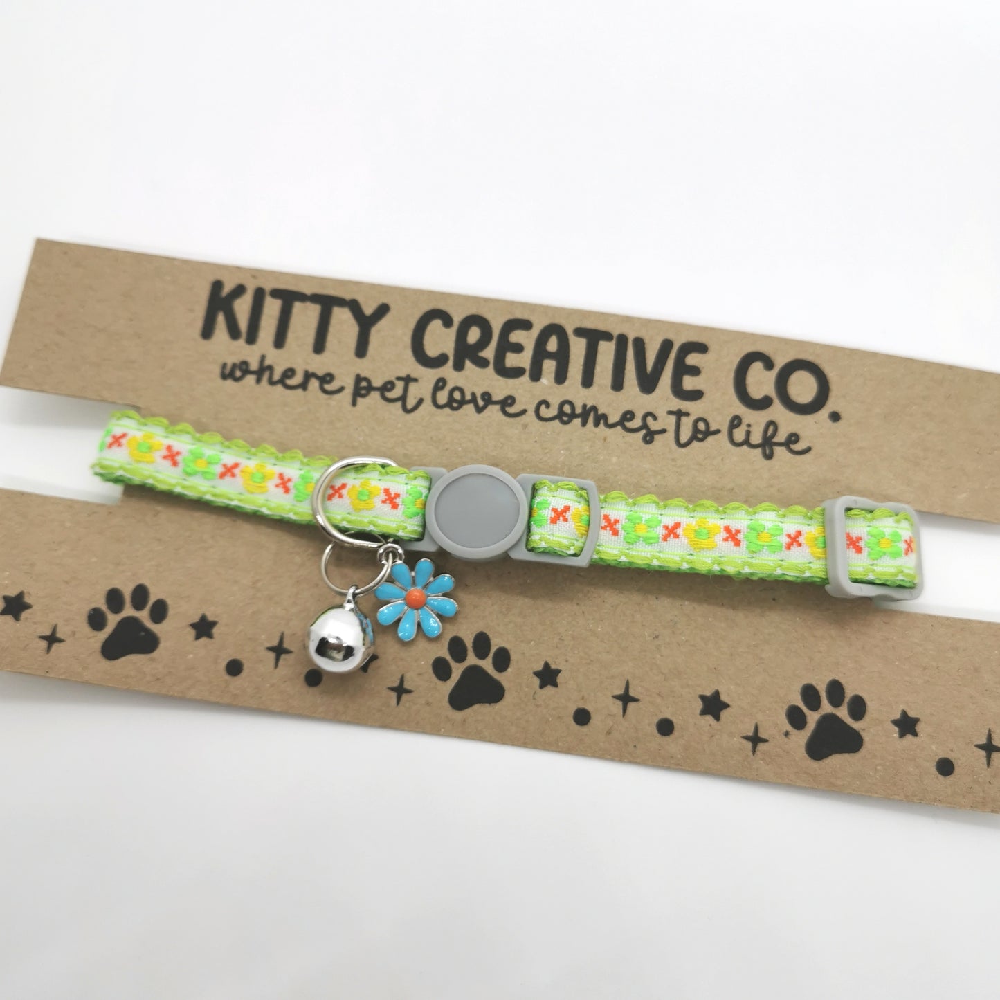 Green Floral Cat Collar