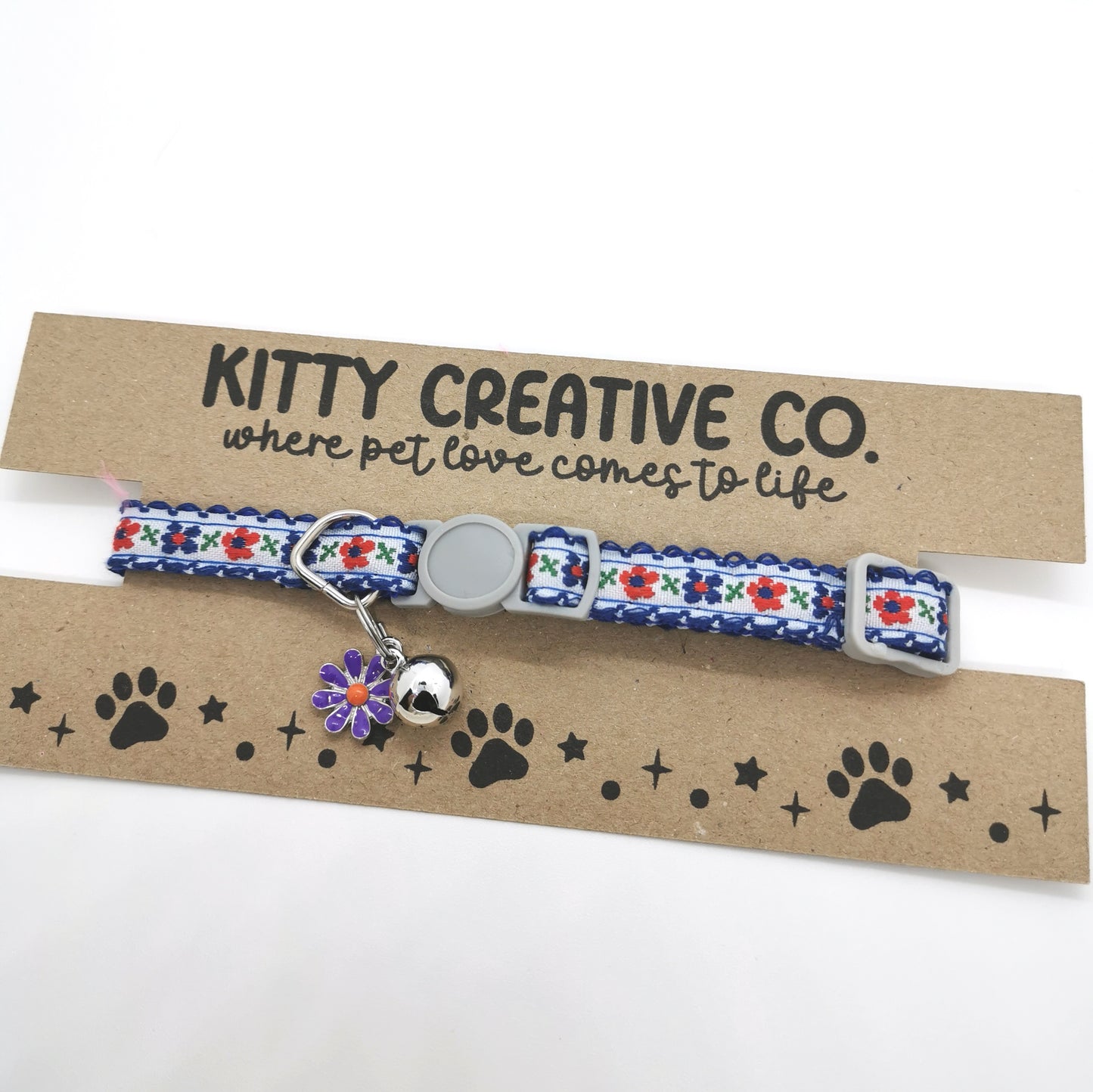 Blue Floral Cat Collar