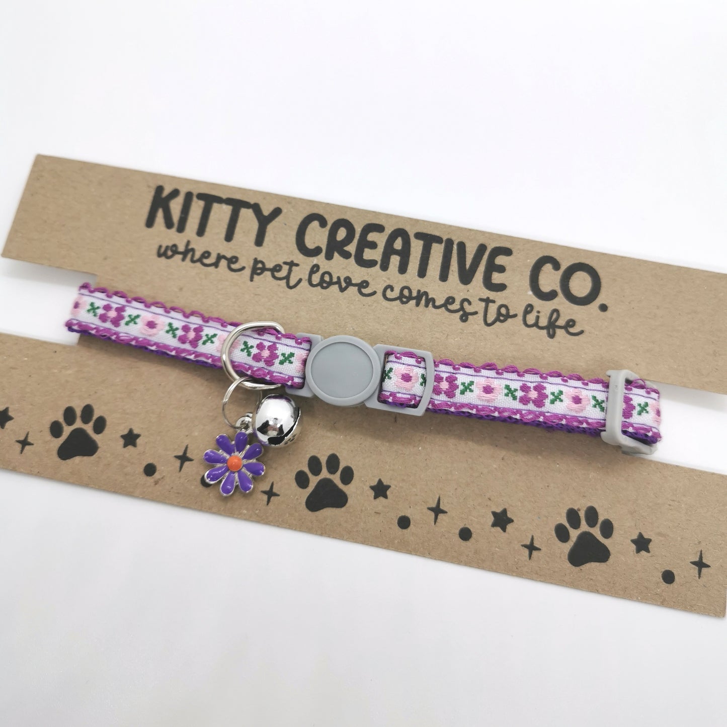 Purple Floral Cat Collar