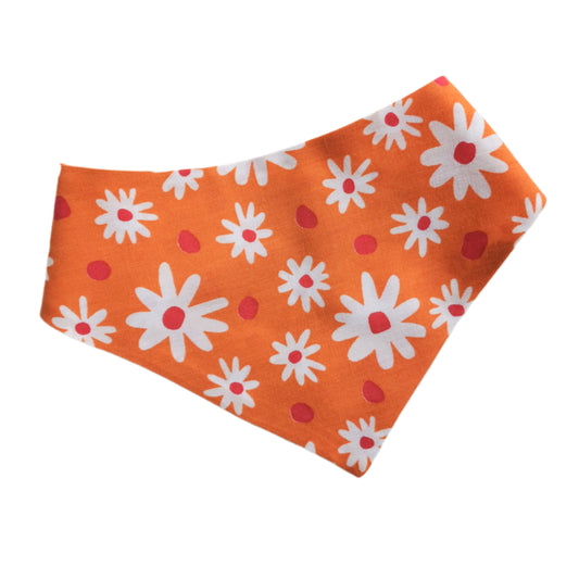 Orange With White Flowers Bandana