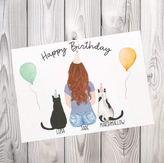 Personalised Cat Mum Birthday Card