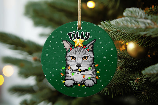 Personalised Cat Christmas Ornament