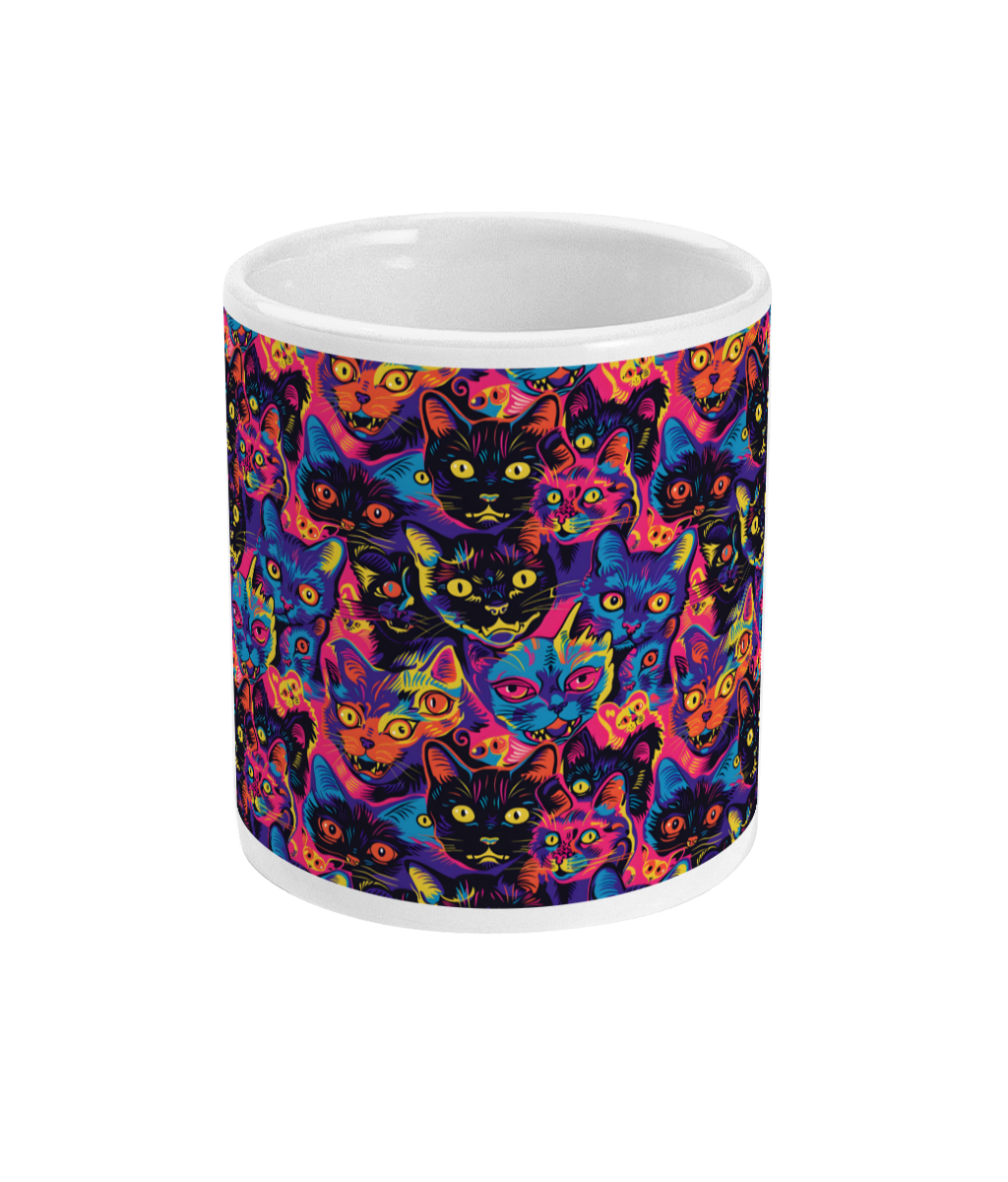 Black Psychedelic Cats Mug