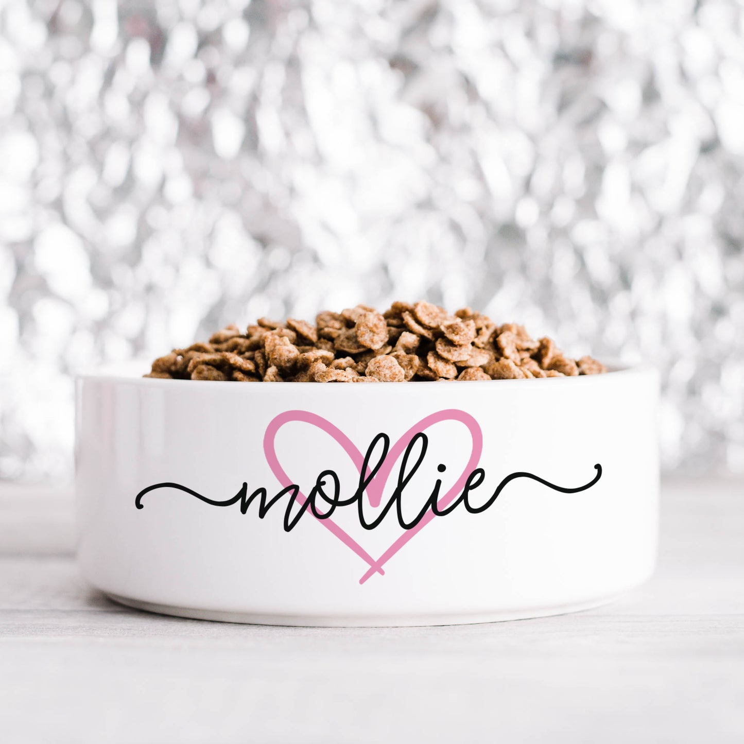 Pink Heart Personalised Pet Bowl