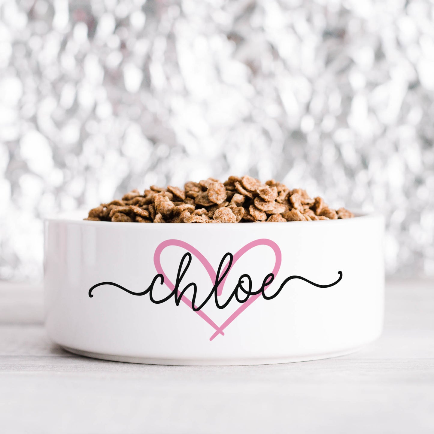 Pink Heart Personalised Pet Bowl