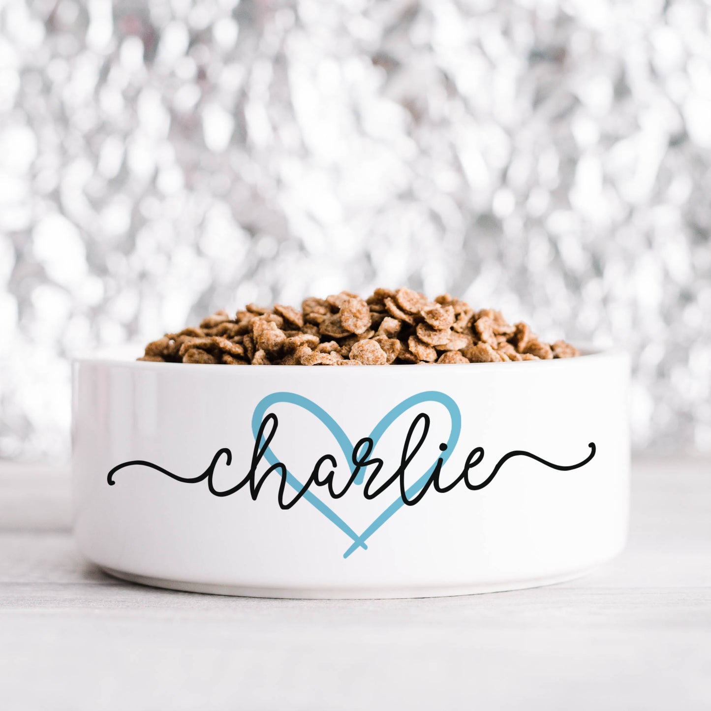 Blue Heart Personalised Pet Bowl