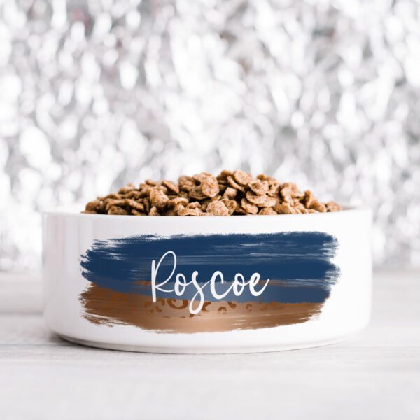 Blue and Copper Personalised Pet Bowl