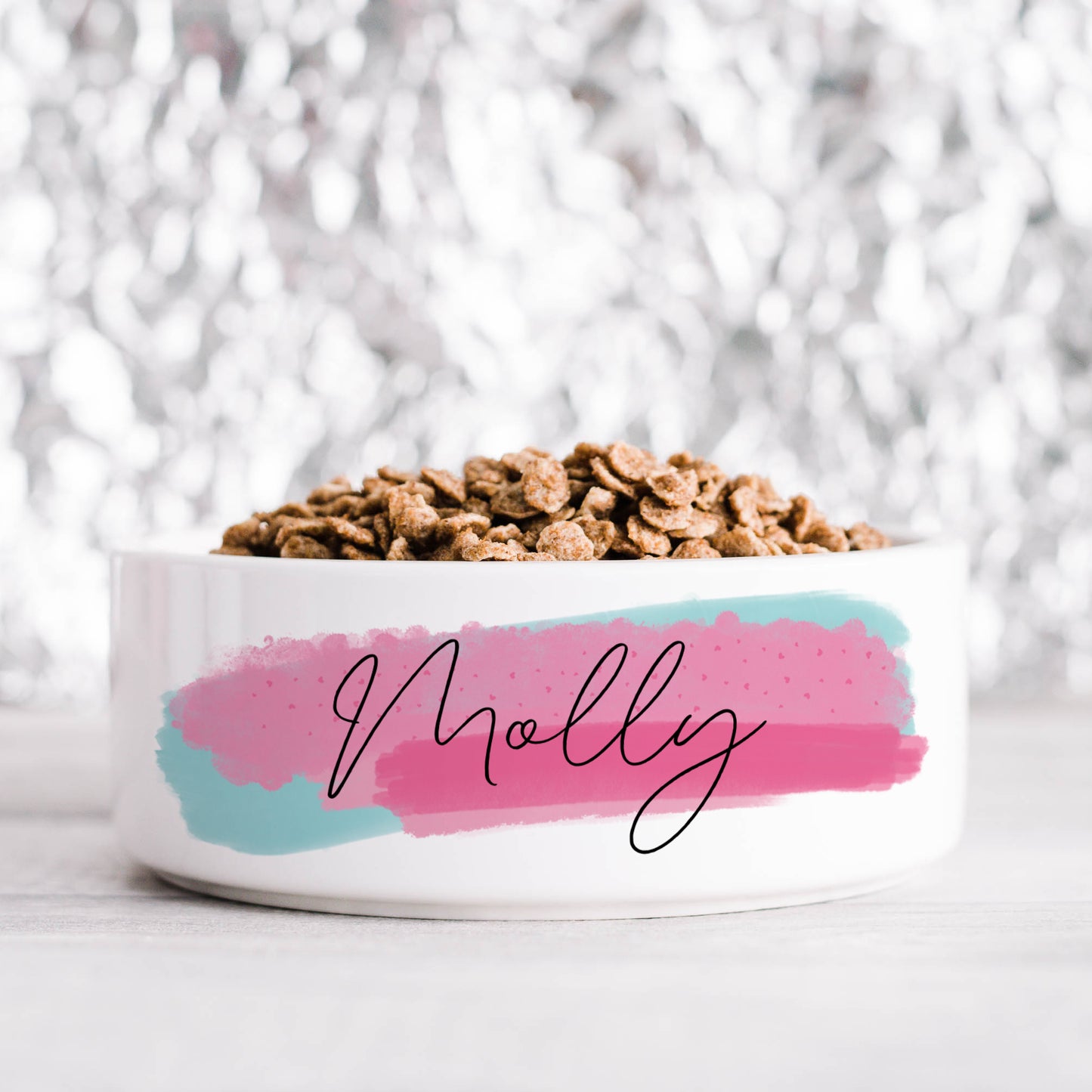 Blue and Pink Personalised Pet Bowl