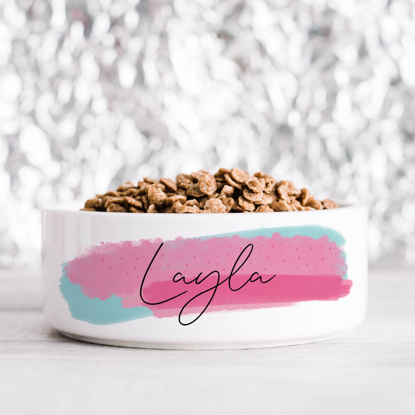 Blue and Pink Personalised Pet Bowl