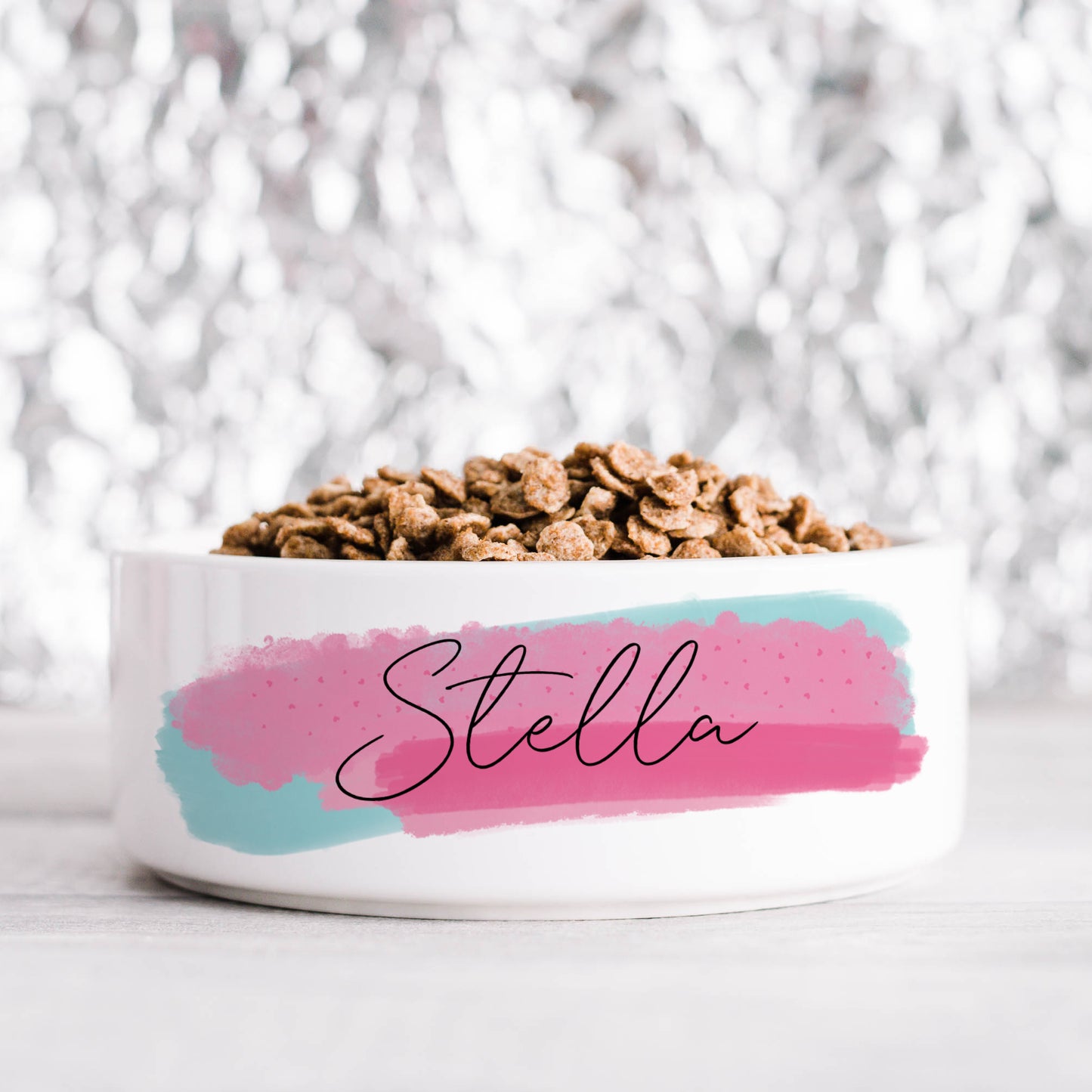 Blue and Pink Personalised Pet Bowl