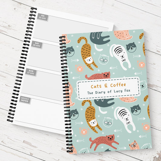 Cat Personalised 12 Month 2025 Diary