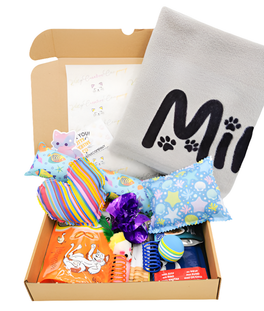 Large Cat Gift Box With Personalised Blanket