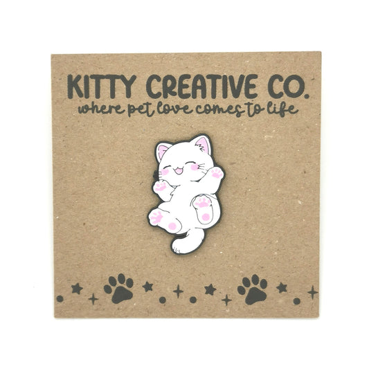 White Cat Enamel Pin