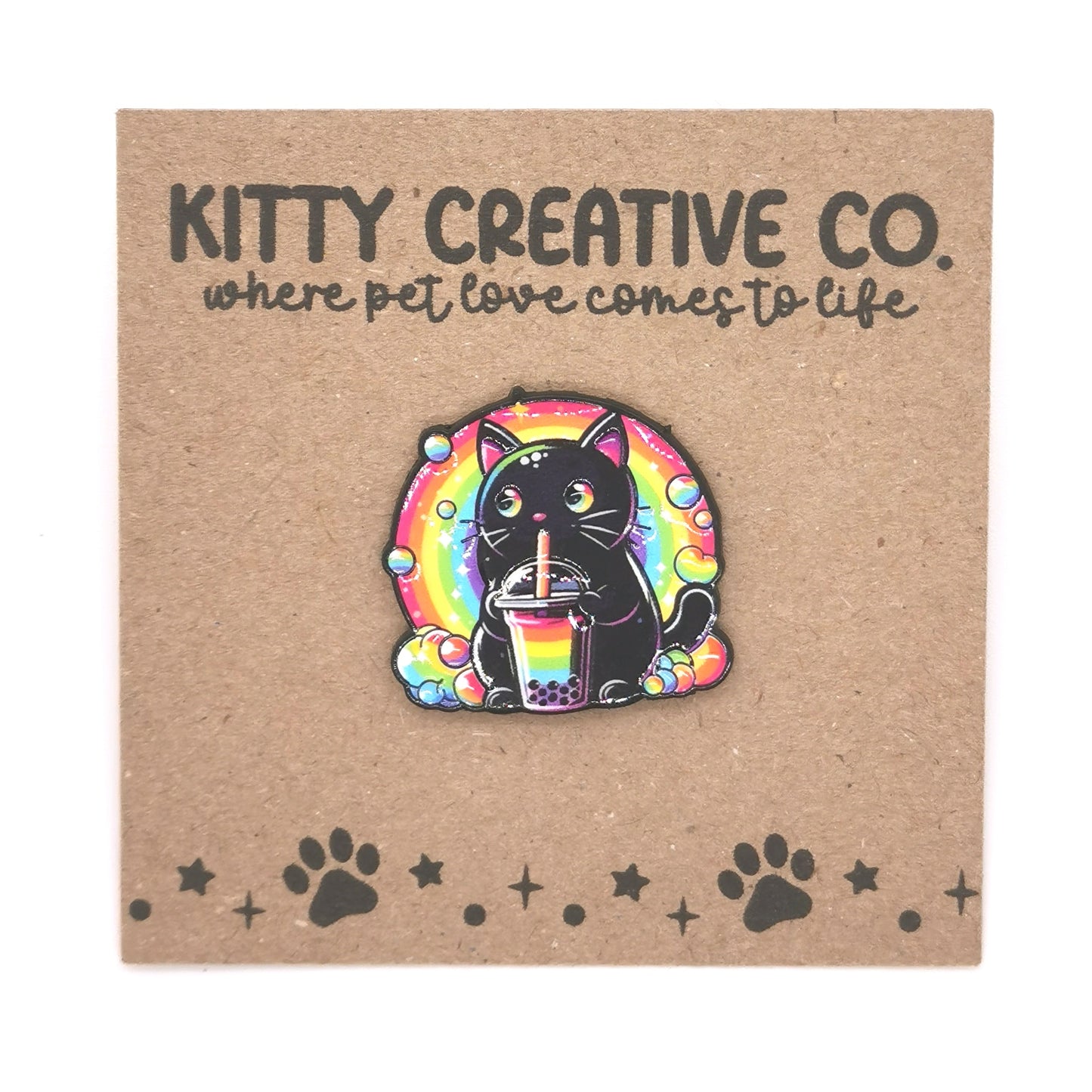 Bubble Tea Rainbow Cat Enamel Pin