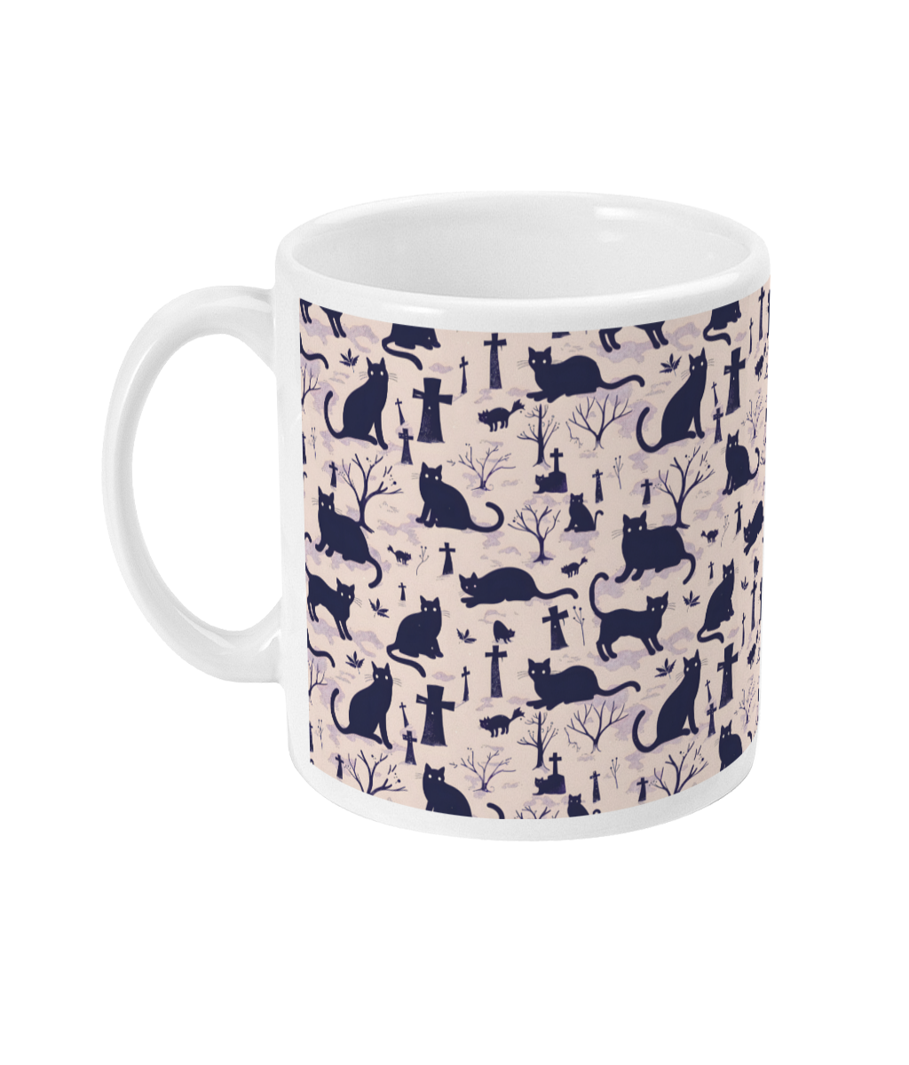 Cats In A Graveyard Purple Mug