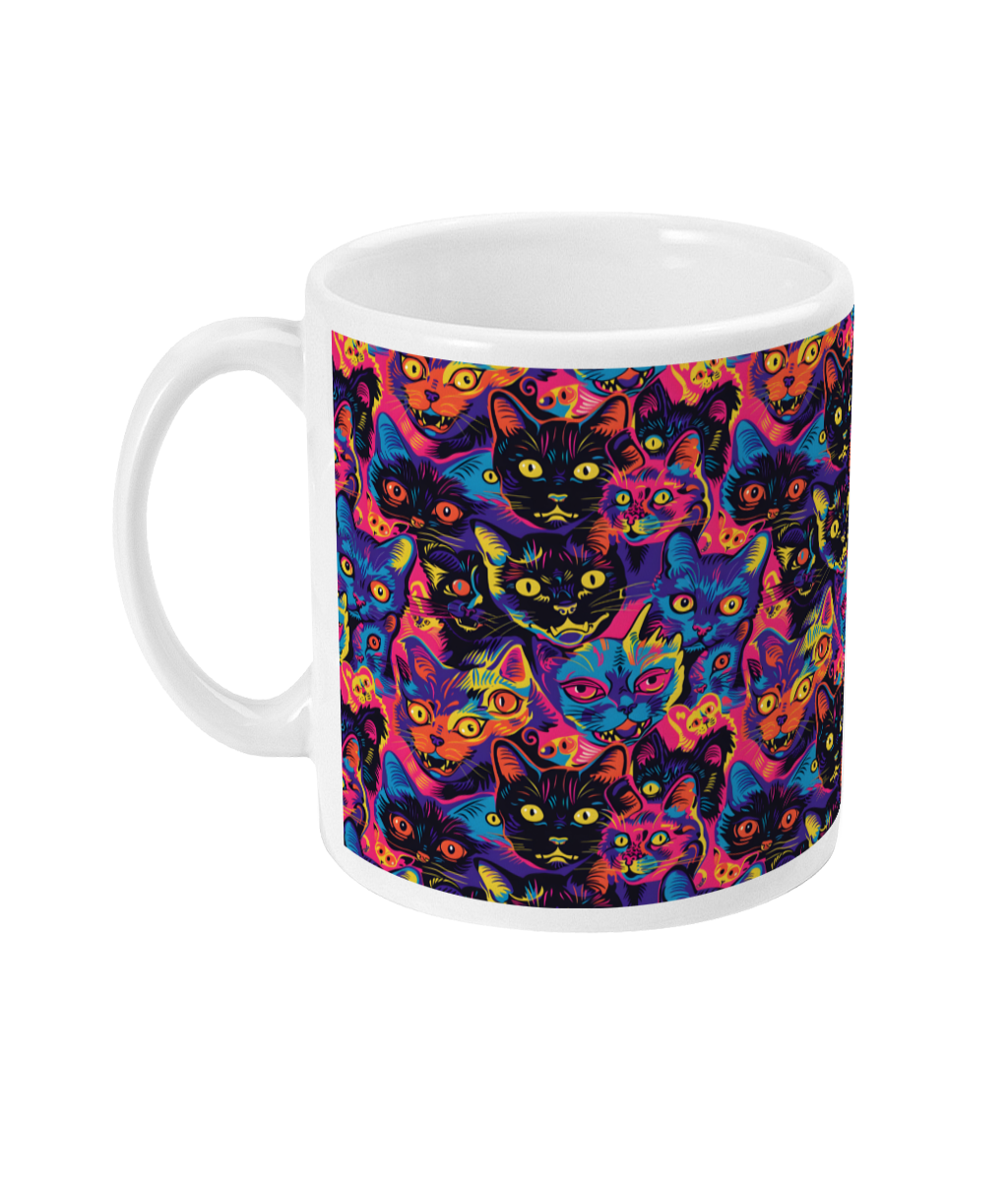 Black Psychedelic Cats Mug