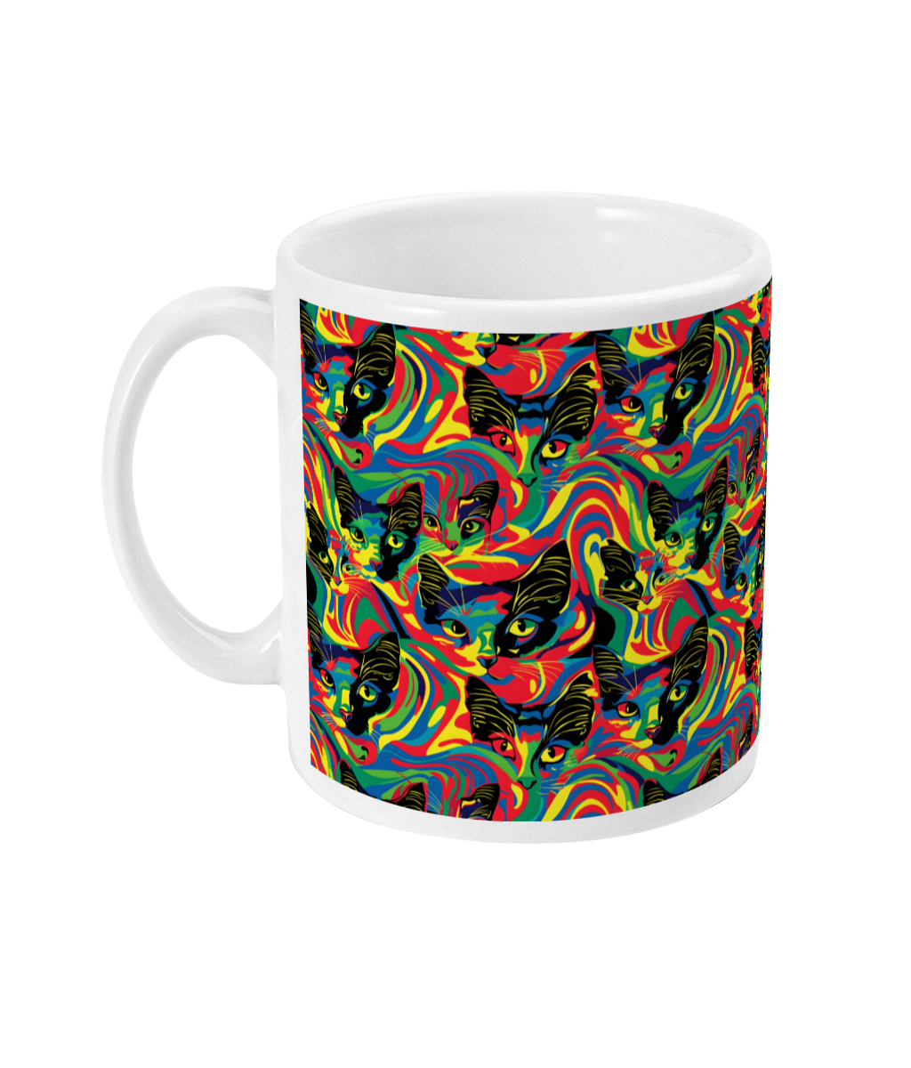 Bright Psychedelic Cats Mug