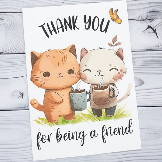 Thank You For Being a Friend Card Cat Card