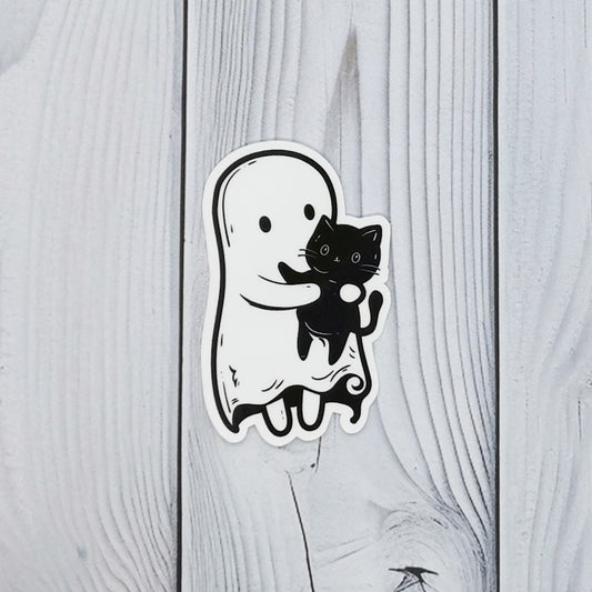 Ghost And Black Cat Sticker