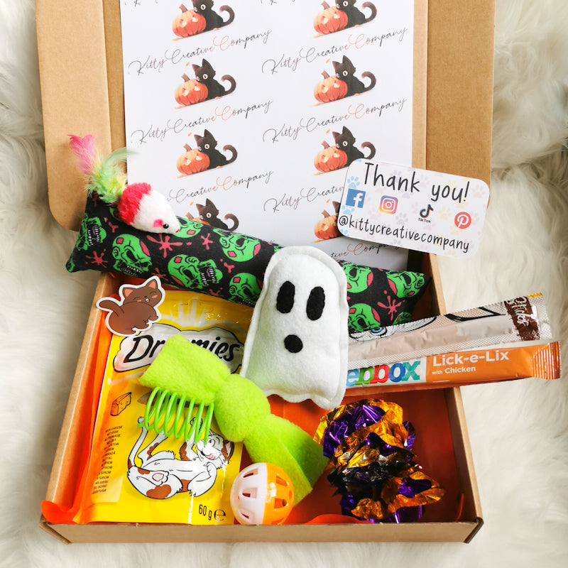 Halloween Themed Cat Toy and Treat Gift Box