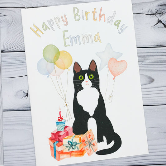 Tuxedo Cat Birthday Card