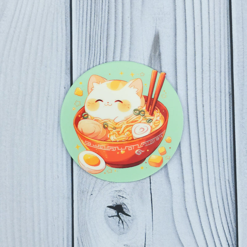 Green Ramen Cat Sticker