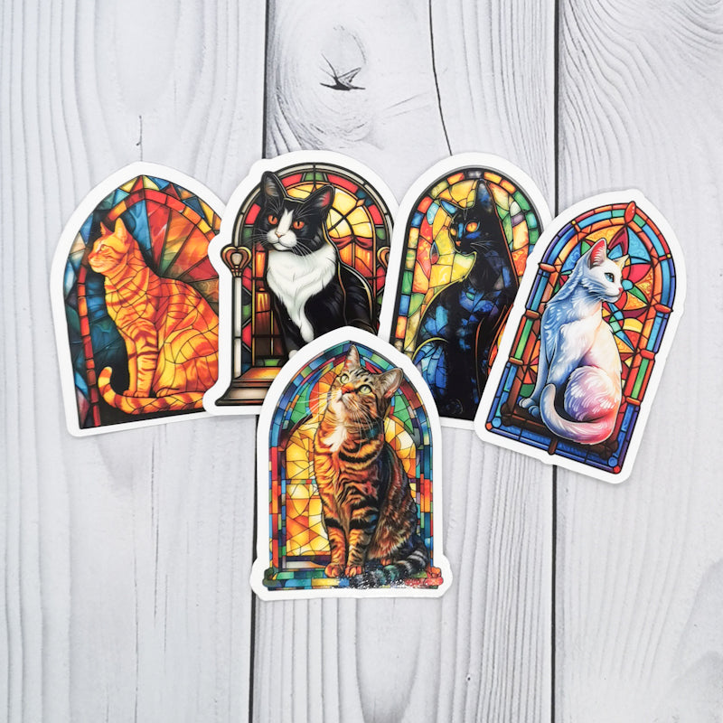 Stained Glass Cat Stickers