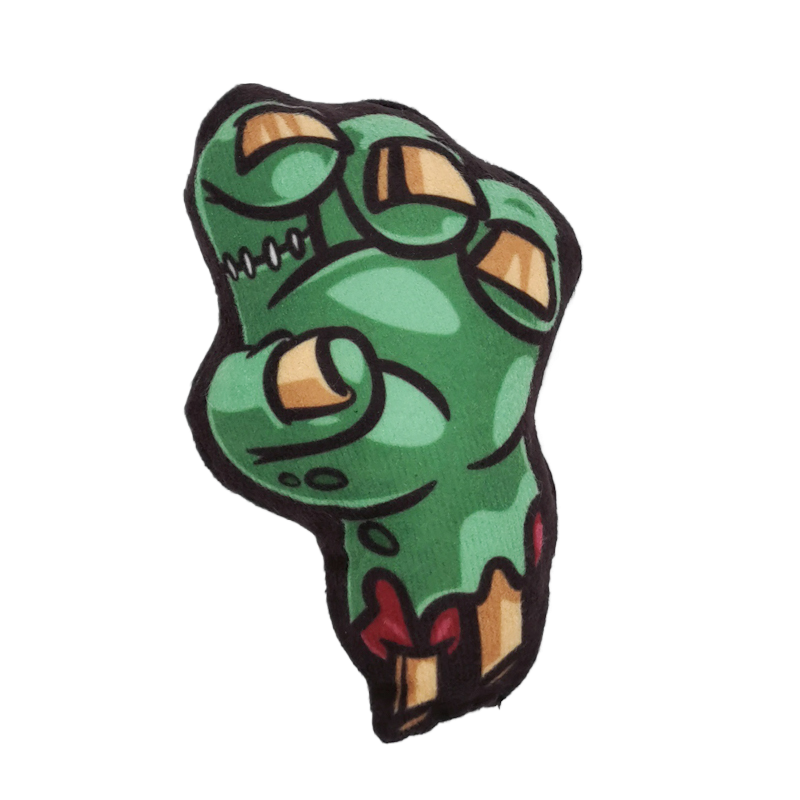 A Halloween catnip cat toy in the shape of a zombie hand 