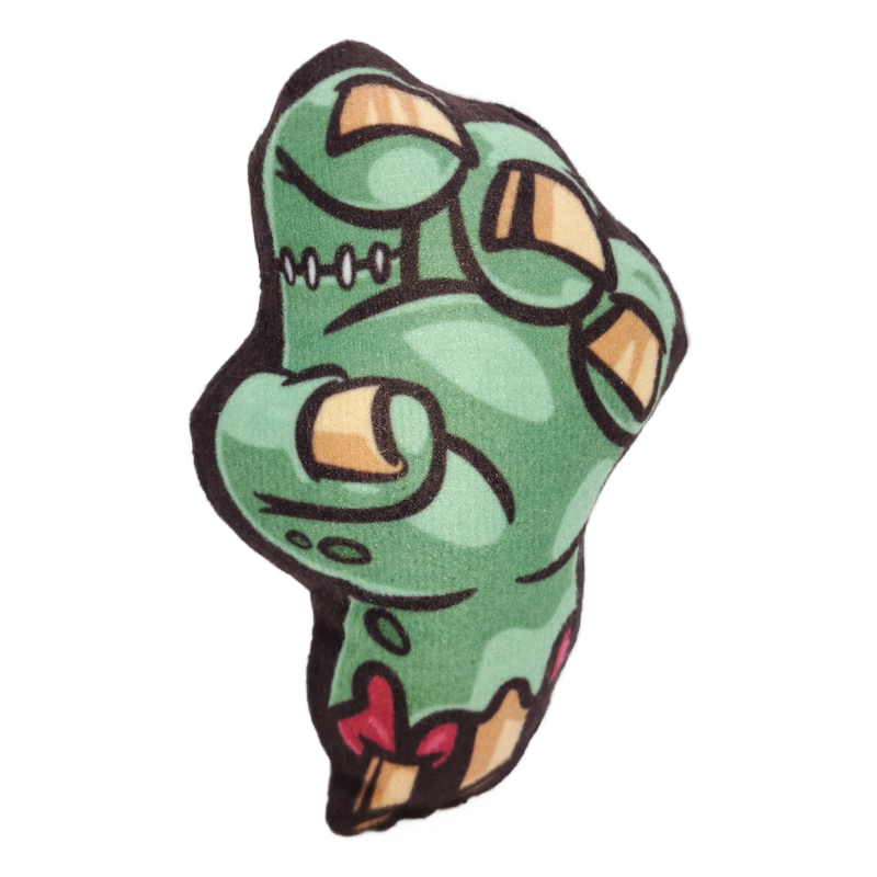 A Halloween catnip cat toy in the shape of a zombie hand 