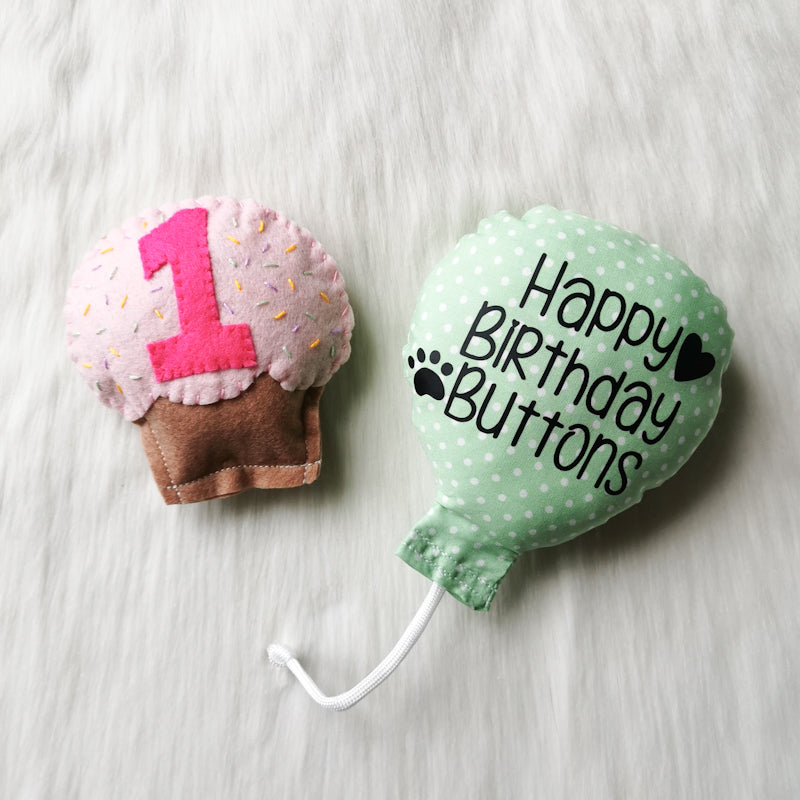 Catnip Cat Toy Felt Cupcake and Balloon Set