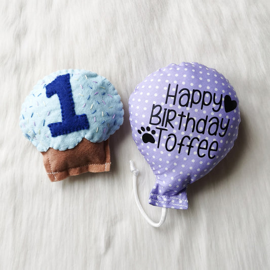 Catnip Cat Toy Felt Cupcake and Balloon Set