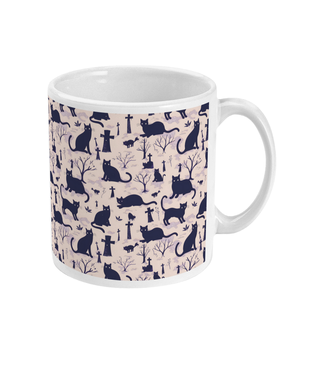 Cats In A Graveyard Purple Mug