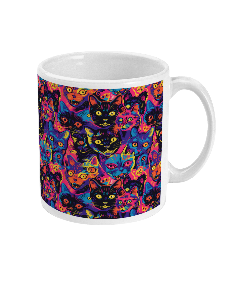 Black Psychedelic Cats Mug