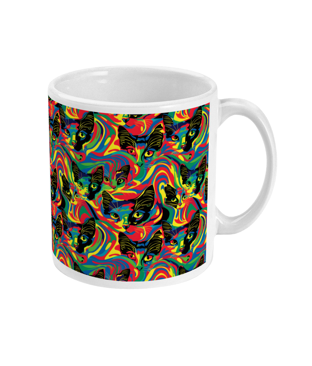 Bright Psychedelic Cats Mug