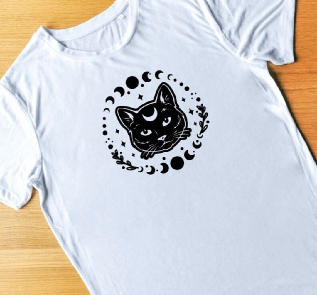 Cat And Lunar Phases T-Shirt