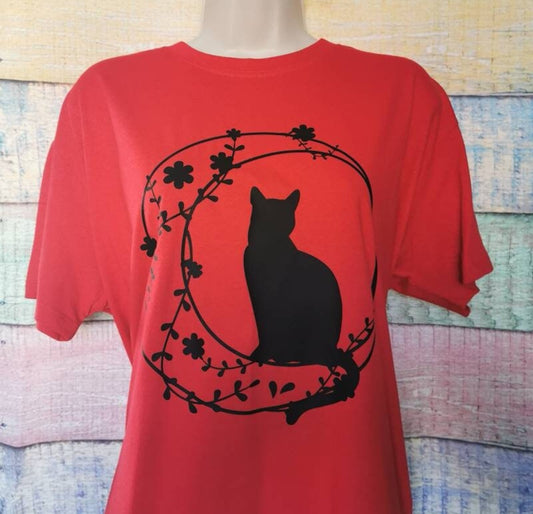 Cat, Moon and Vines T-Shirt