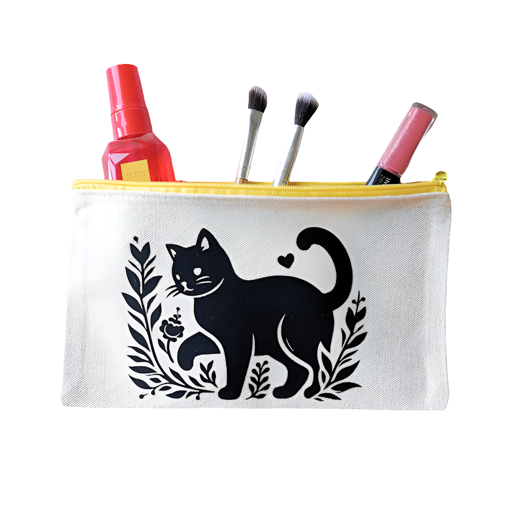 Flower Cat Make-Up or Accessory Pouch