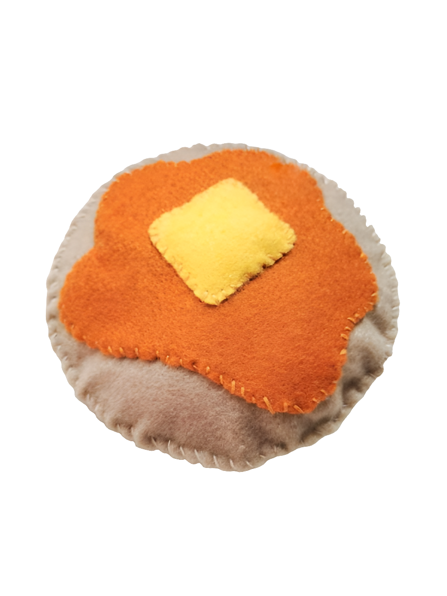 Catnip Cat Toy pancake made from felt and stuffed with strong smelling catnip