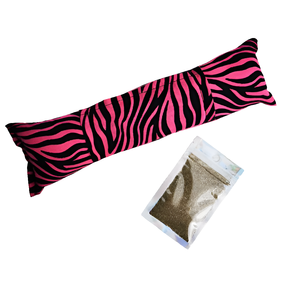 Refillable catnip Cat kickers which can be personalised and come with a sachet of strong smelling catnip