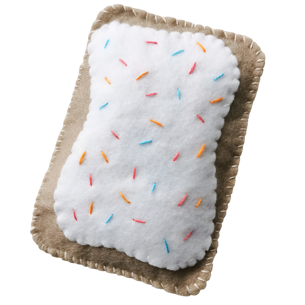 catnip cat toy toaster pastry made from felt in white