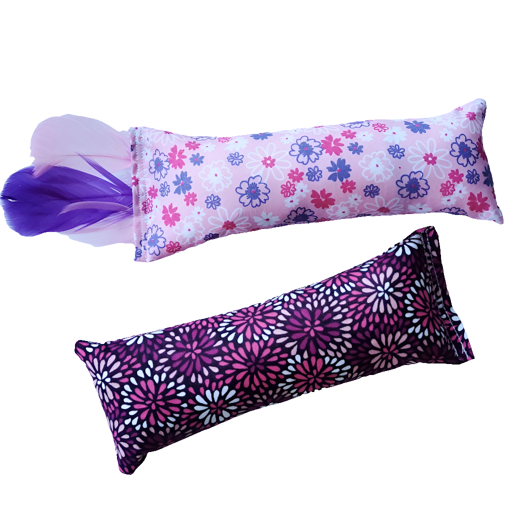 Catnip Cat Toy cat kickers made from a variety of beautiful fabrics and made with feathers