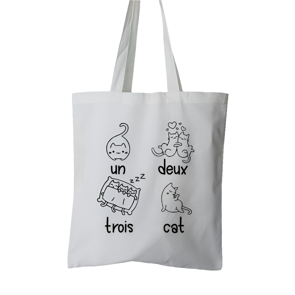 Un Deux Trois Cat Cotton Tote Bag