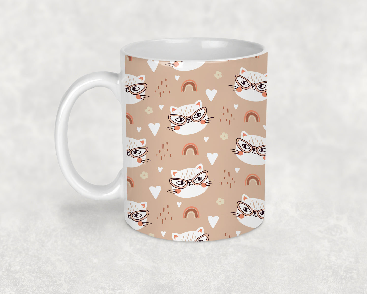 Cats In Glasses Pink Mug