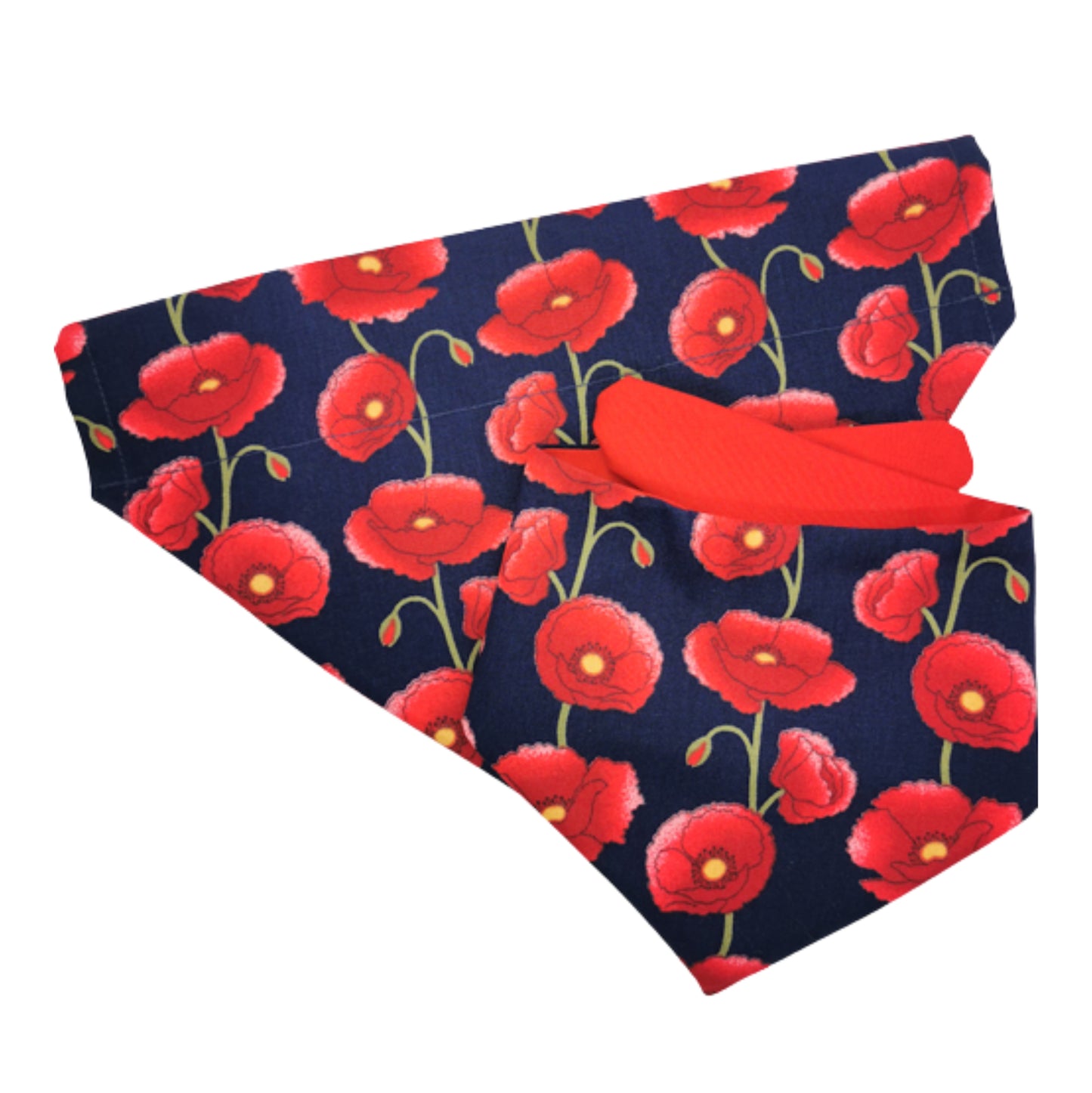 Red Flowers Navy Bandana