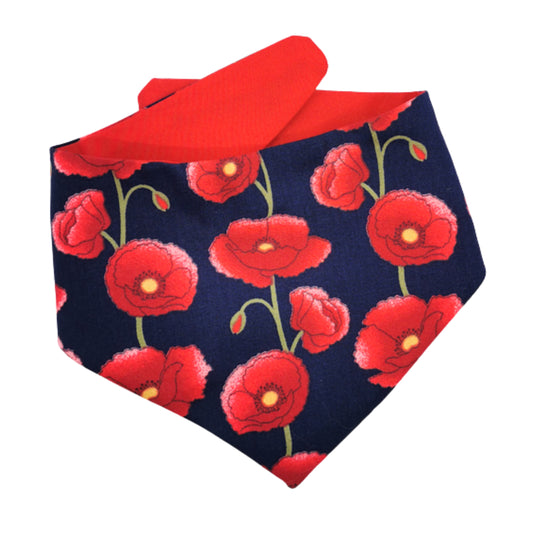 Red Flowers Navy Bandana