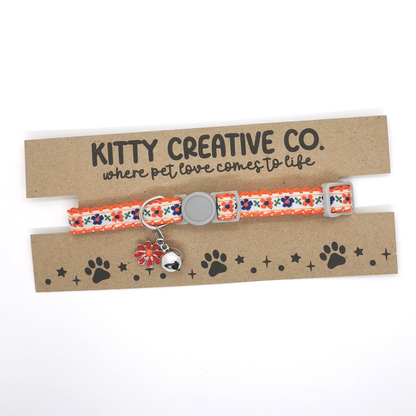 Orange Floral Cat Collar