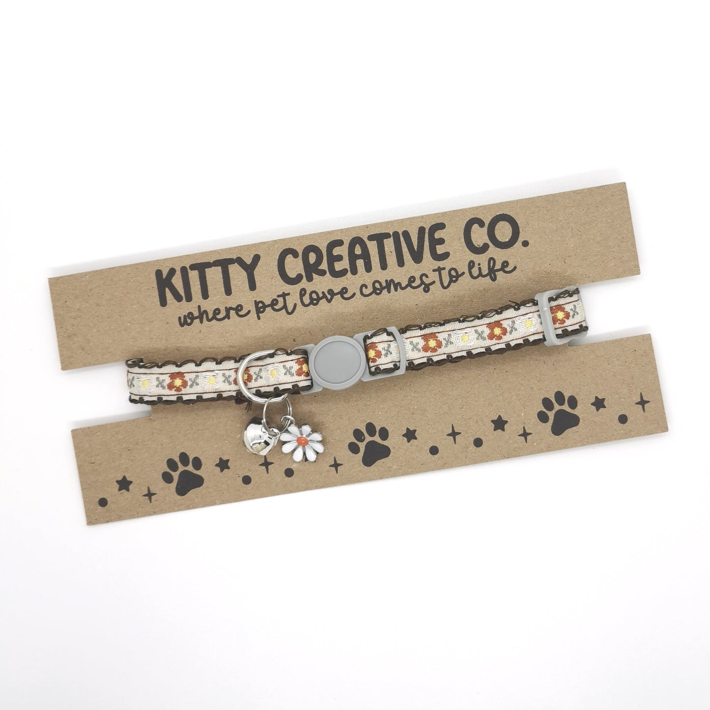 Brown Floral Cat Collar
